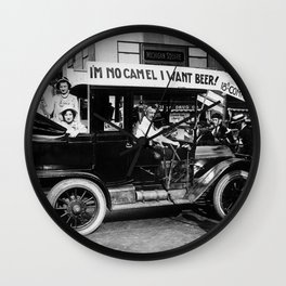 Vintage I'm No Camel - We Want Beer - Repeal Prohibition black and white photograph / photographs  Wall Clock