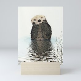 Painted Otter Reflections Mini Art Print