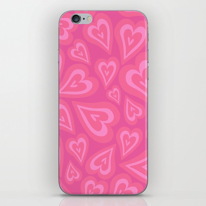 Retro Swirl Love - Neon pink iPhone Skin