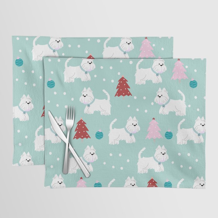 Westie Xmas Pattern Placemat