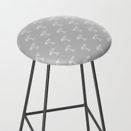 Light Grey And White Palm Trees Pattern Bar Stool