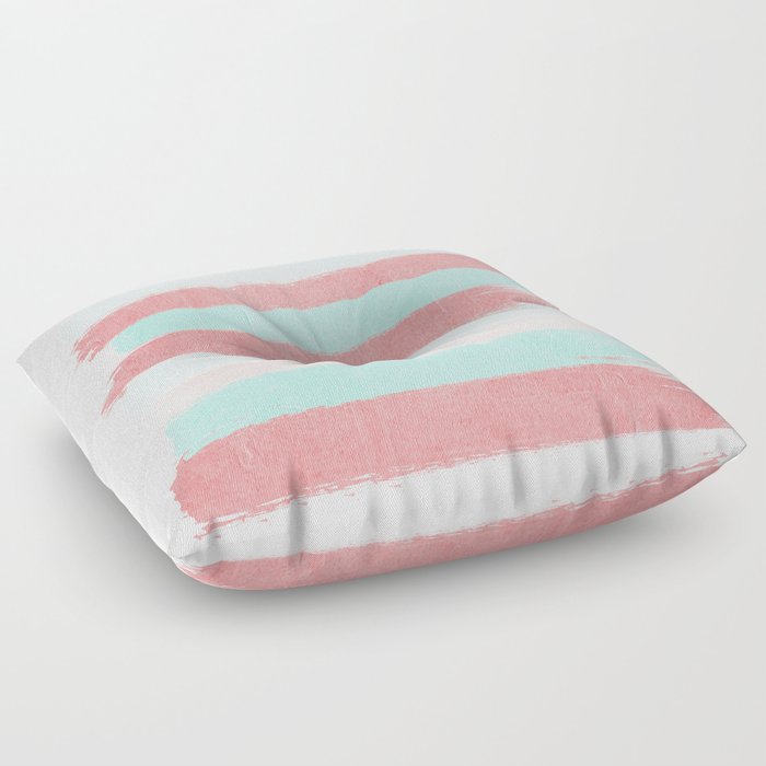 Painterly Stripes abstract trendy colors gender neutral seaside coral tropical minimal Floor Pillow