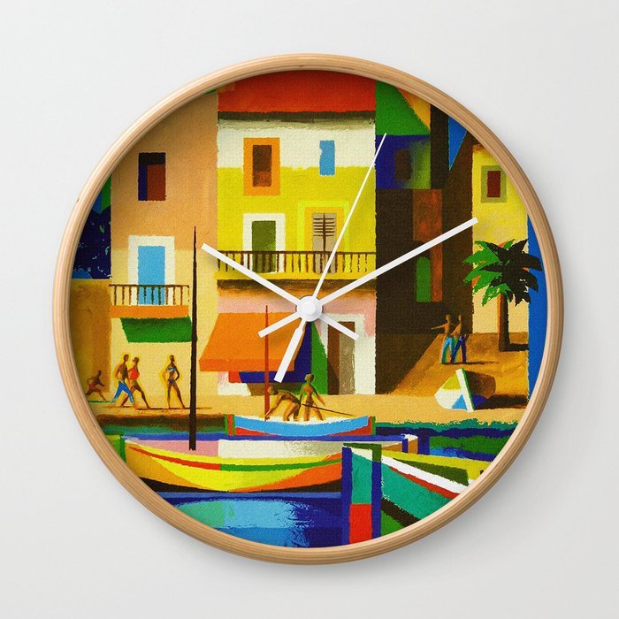 Vintage French Riviera Travel Ad Wall Clock