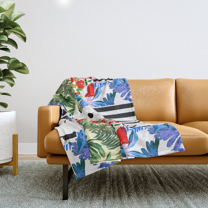 Italian,Sicilian art,patchwork,summer Flowers Throw Blanket