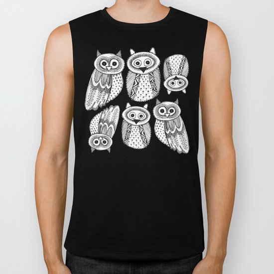 Hand dravn Cute Owl Biker Tank