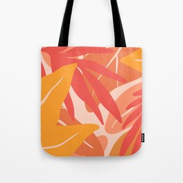 Tropical Leaves Botanical Abstract Yellow Orange Tote Bag