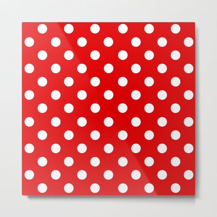 Polka Dot Texture (White & Red) Metal Print