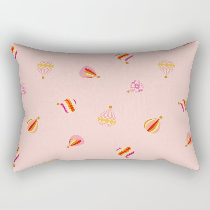 Pink Hot Air Balloons Pattern Rectangular Pillow