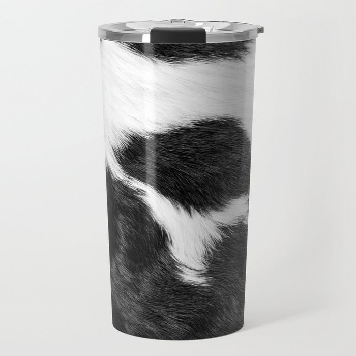 Black and White Cowhide Animal Print Travel Mug