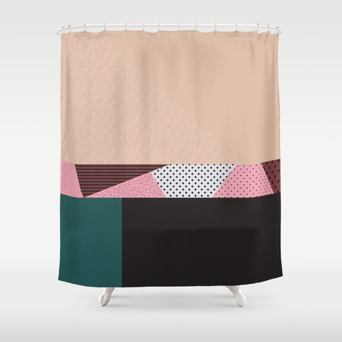 red and green shower curtain