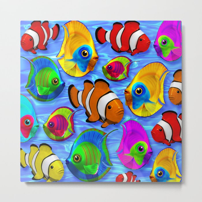 Tropical Fishes Pattern Metal Print
