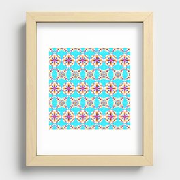 Teal Moroccan Exotic Tiles Recessed Framed Print