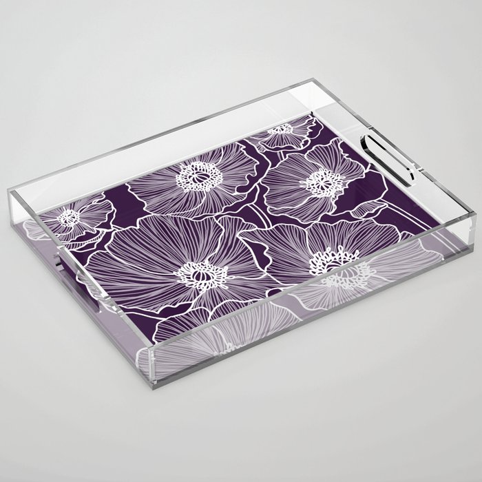 Aubergine Poppies Acrylic Tray