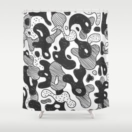 abstract doodle style camouflage,black Shower Curtain