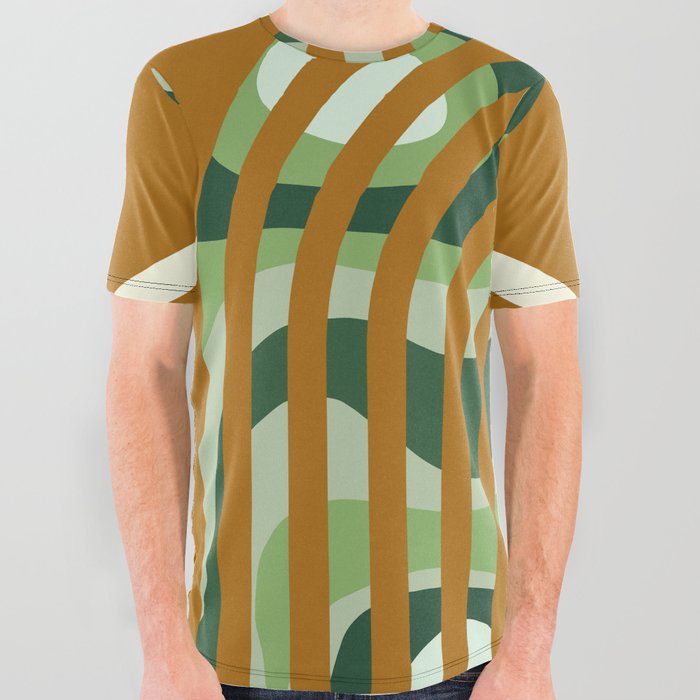 Abstract Mid-Century Arches with Swirl Blobs All Over Graphic Tee