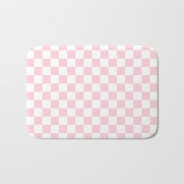 Large Soft Pastel Pink and White Checkerboard Bath Mat