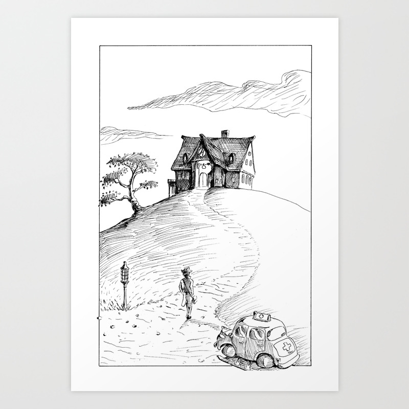 The Hill Black White Art Print By Davidcomito Society6 The flintstones were prehistoric cartoon characters. society6
