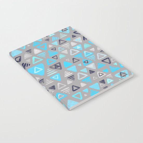 Summer Turquoise Triangles on Grey Notebook