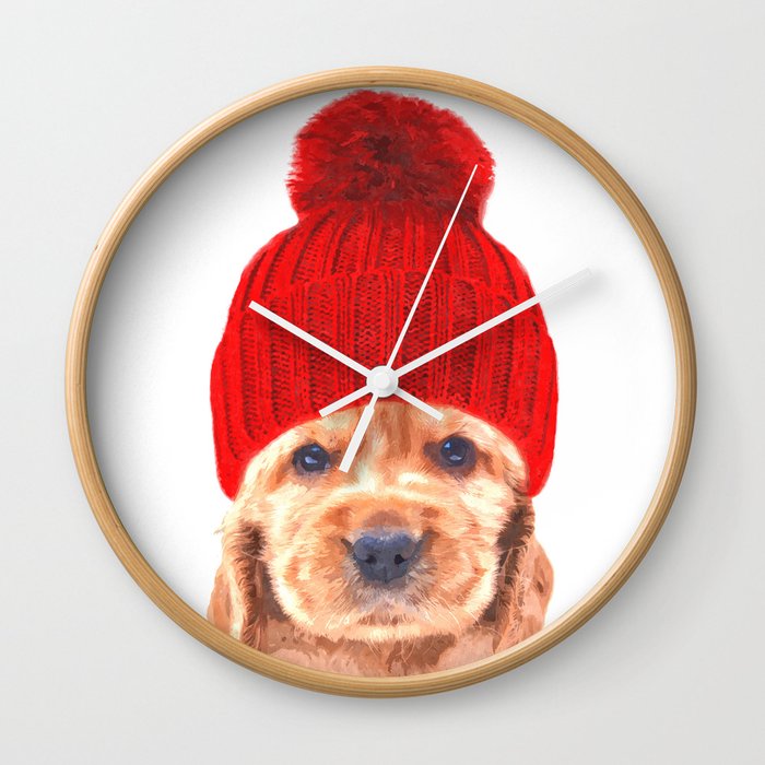 Cocker spaniel puppy with hat Wall Clock