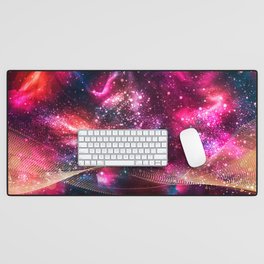 Abstract Nebula #14: Purple gold particles Desk Mat