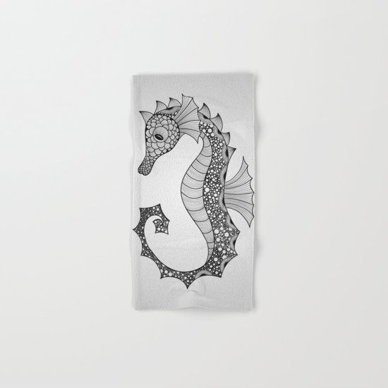 Drawn Seahorse Hand & Bath Towel