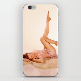 "Kicking Back" - The Playful Pinup - Sexy Pin-up Girl on Fur Rug by Maxwell H. Johnson iPhone Skin
