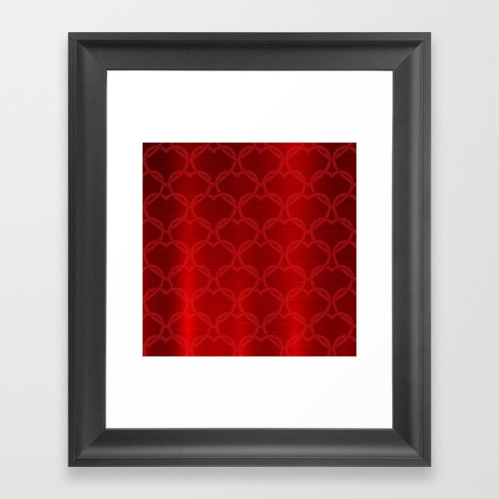 Red Silk Metallic Heart Modern Collection Framed Art Print