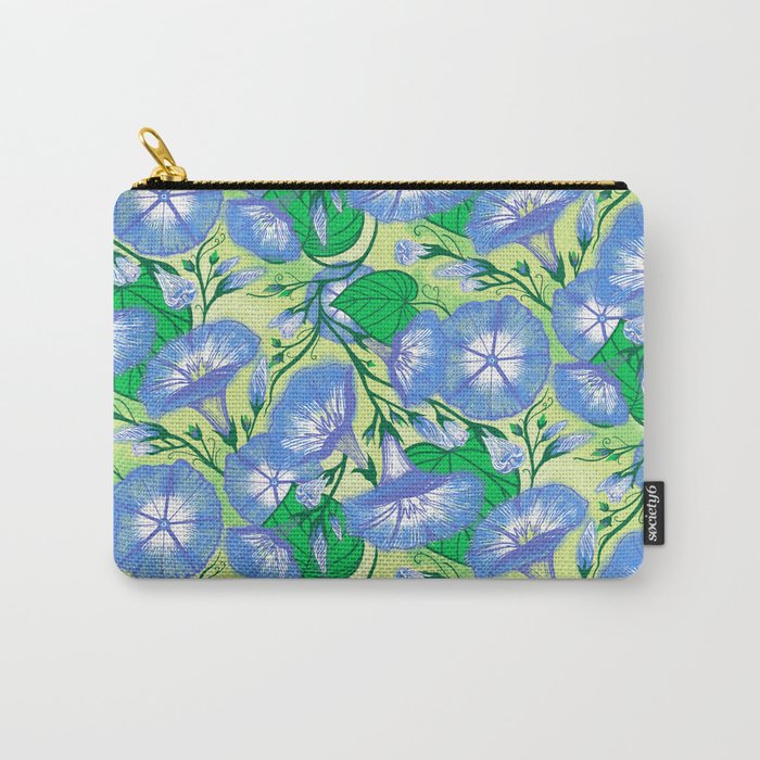 Blue Morning Glory Flowers Vine Repeating Pattern Carry-All Pouch