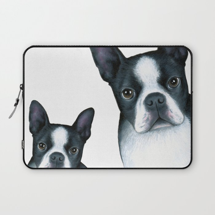 Dog 128 Boston Terrier Dogs black and white Laptop Sleeve