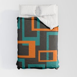 Mid Century Modern Layered Rectangles - Orange and Teal Comforter