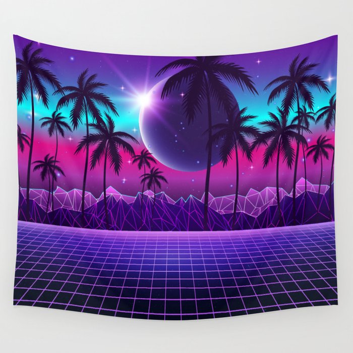 Twilight Retrowave Wall Tapestry