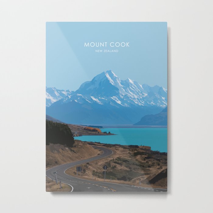 Aoraki/Mount Cook New Zealand Travel Artwork Metal Print