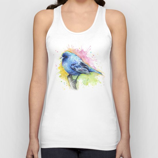 Blue Bird Indigo Bunting Colorful Animals Unisex Tank Top