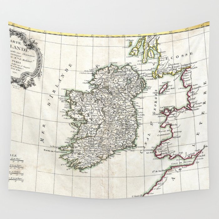 Map of Ireland - Bonne - 1771 vintage pictorial map  Wall Tapestry