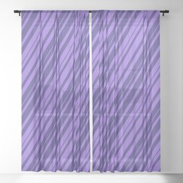 [ Thumbnail: Purple and Dark Slate Blue Colored Striped Pattern Sheer Curtain ]