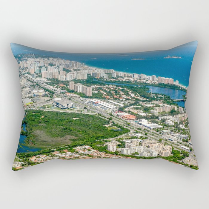 Brazil Photography - Overview Over Bertioga By The Blue Ocean Shore Rectangular Pillow