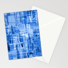 Modern Abstract Digital Paint Strokes in Cobalt Blue Stationery Card