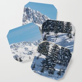 Winter landscape with snow-covered fir trees Coaster