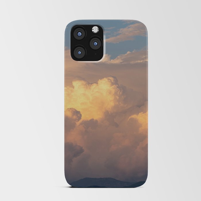 Cloudy orange sunset over the mountains iPhone Card Case