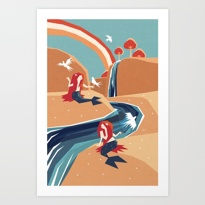 Discover the motif MERMAID FALLS by Yetiland as a print at TOPPOSTER