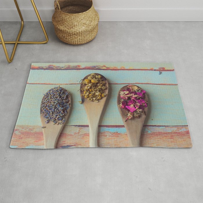 Three Beauties, Floral and Wooden Spoon Rug