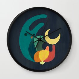 Rabbit and crescent moon Wall Clock | Rainbow, Rabbit, Painting, Cute, Colorful, Night, Pet, Moon, Animal, Watercolor 