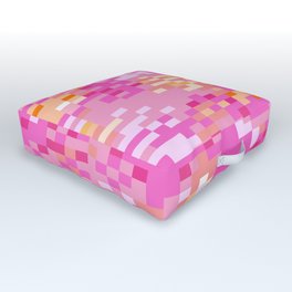 Pink and Orange Retro Pixel Camo Pattern Outdoor Floor Cushion