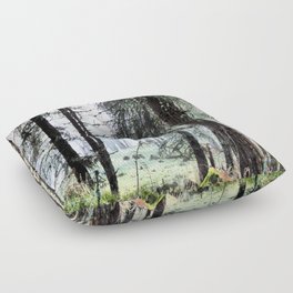 Scottish Pine Forest Misty View in I Art and Afterglow  Floor Pillow