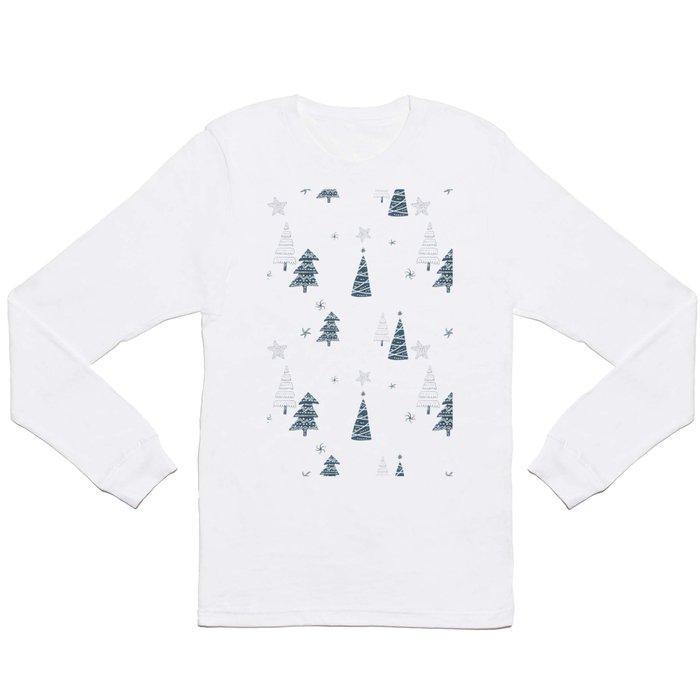 Hand Drawn Winter Forest Long Sleeve T Shirt