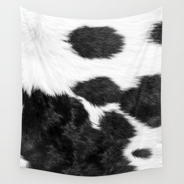 Black and White Cowhide Animal Print Wall Tapestry