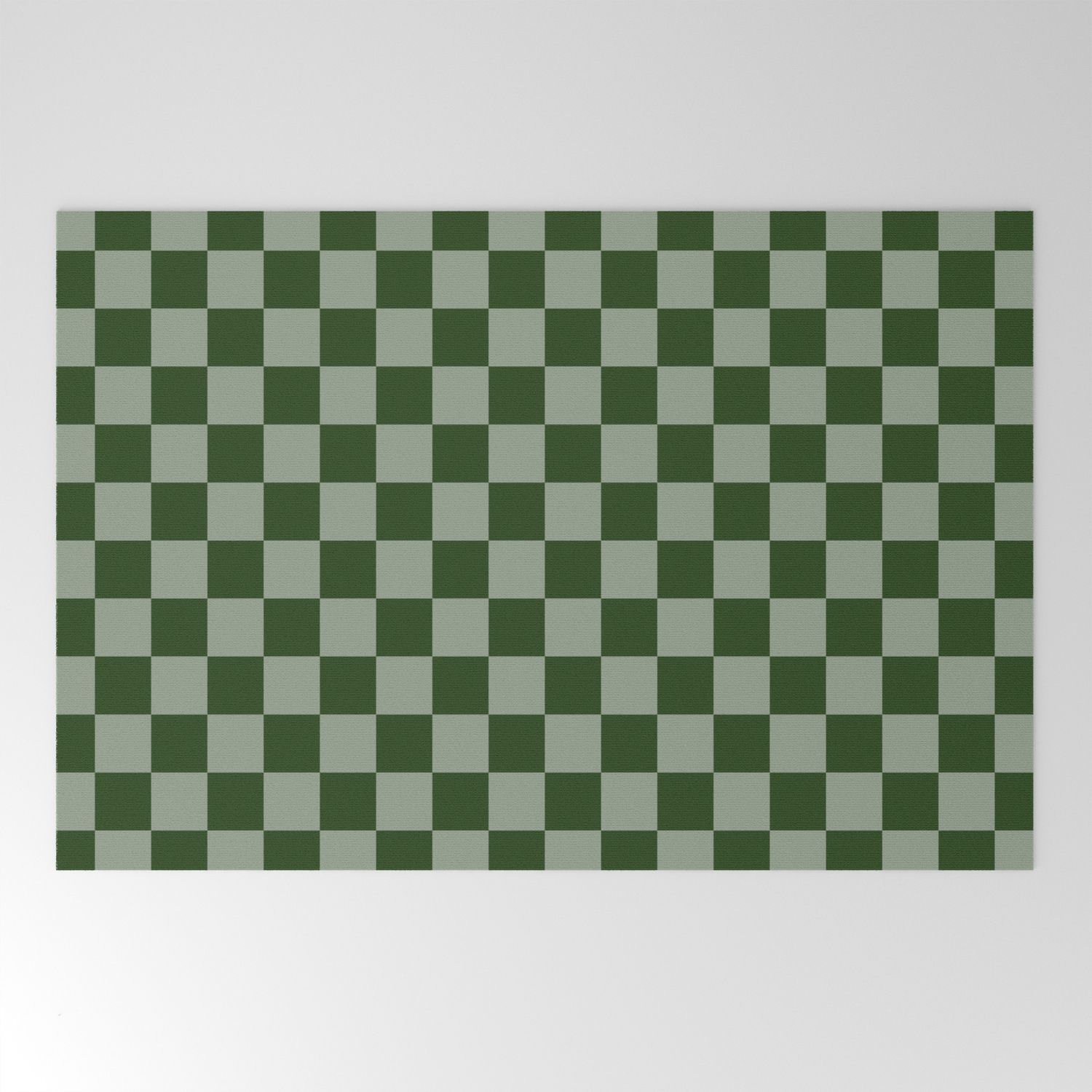 Large Dark Forest Green Checkerboard Pattern Welcome Mat By