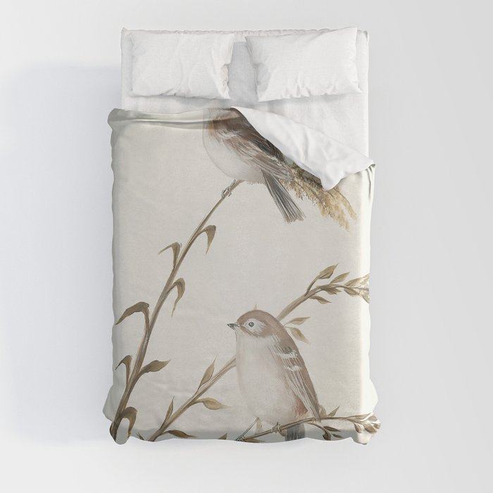 Wrens and Wheat Duvet Cover