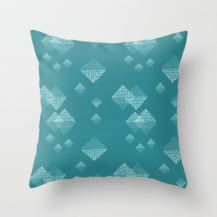 Ombré dazzling dotted squares small dark teal Throw Pillow