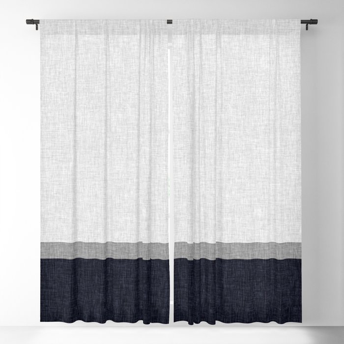Navy Blue And Grey Simple Stripe With, Grey Burlap Blackout Curtains